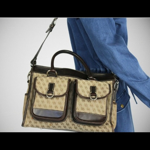 Dooney and Brouke Canvas/Leather Top Handle Bag - Picture 2 of 9